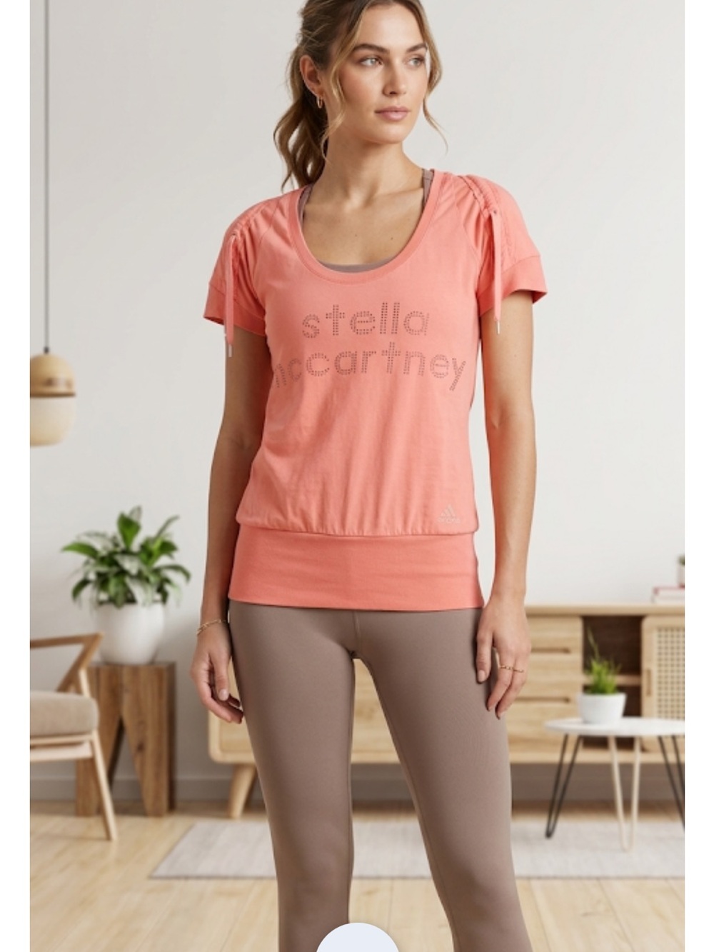 Adidas Stella McCartney Coral Short-Sleeve Logo Tee size small
